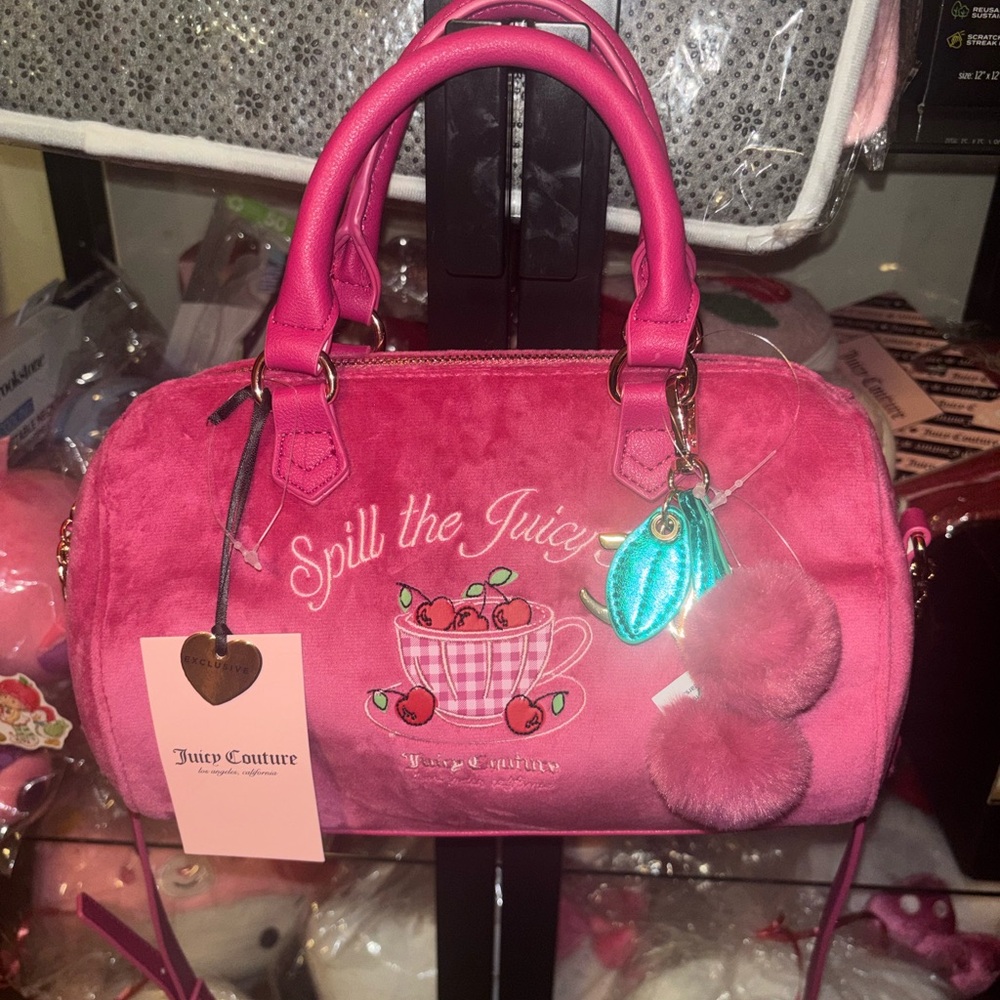 Juicy Couture Pink 'Spill the Juicy' Velvet Satchel